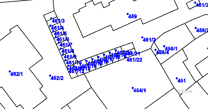 Parcela st. 461/18 v KÚ Pelhřimov, Katastrální mapa
