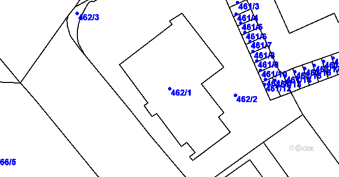 Parcela st. 462/1 v KÚ Pelhřimov, Katastrální mapa