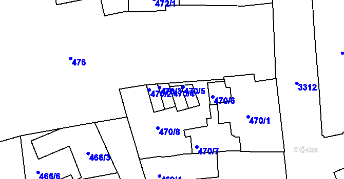 Parcela st. 470/4 v KÚ Pelhřimov, Katastrální mapa