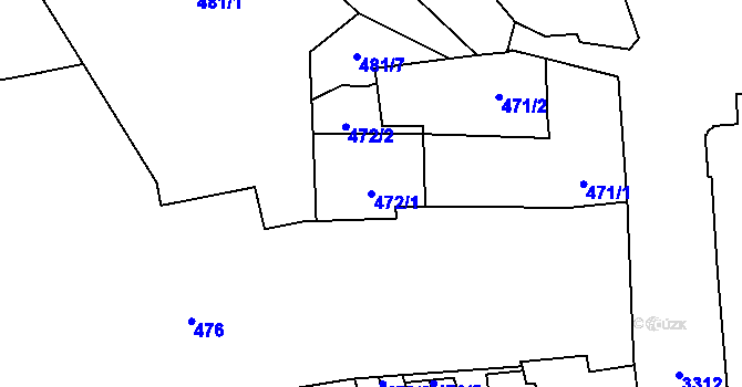 Parcela st. 472/1 v KÚ Pelhřimov, Katastrální mapa