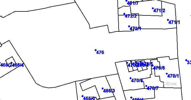 Parcela st. 476 v KÚ Pelhřimov, Katastrální mapa