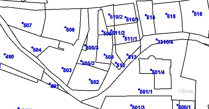 Parcela st. 508 v KÚ Pelhřimov, Katastrální mapa