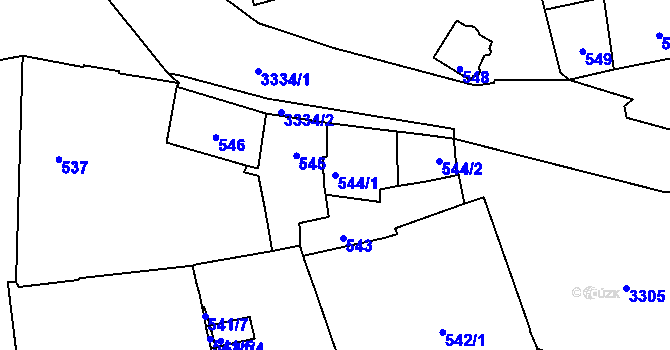 Parcela st. 544/1 v KÚ Pelhřimov, Katastrální mapa