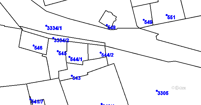 Parcela st. 544/2 v KÚ Pelhřimov, Katastrální mapa