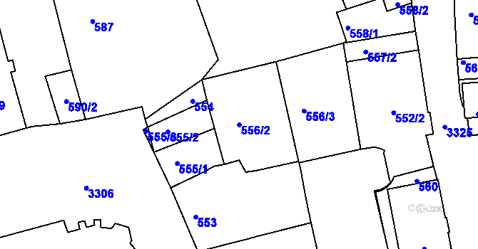 Parcela st. 556/2 v KÚ Pelhřimov, Katastrální mapa