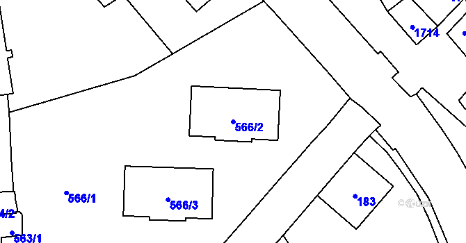 Parcela st. 566/2 v KÚ Pelhřimov, Katastrální mapa