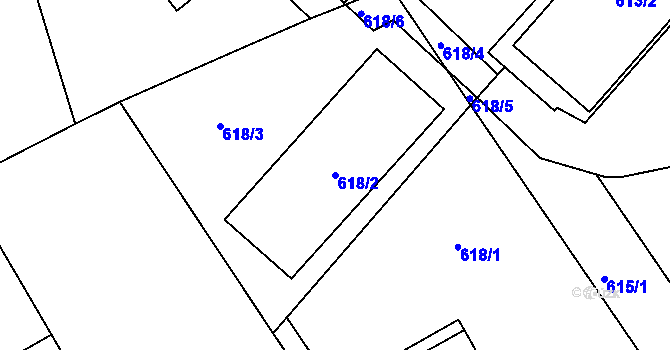 Parcela st. 618/2 v KÚ Pelhřimov, Katastrální mapa