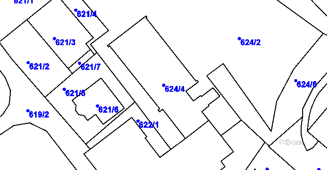 Parcela st. 624/4 v KÚ Pelhřimov, Katastrální mapa