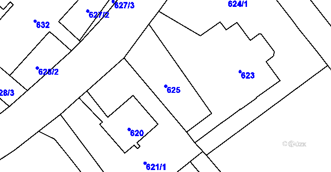 Parcela st. 625 v KÚ Pelhřimov, Katastrální mapa