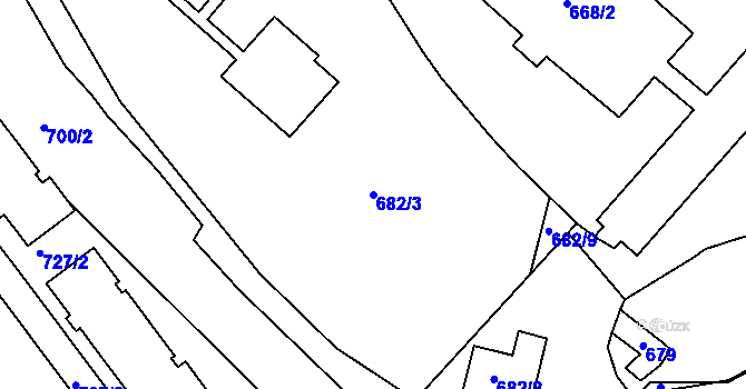 Parcela st. 682/3 v KÚ Pelhřimov, Katastrální mapa