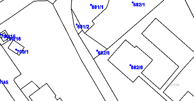 Parcela st. 682/5 v KÚ Pelhřimov, Katastrální mapa