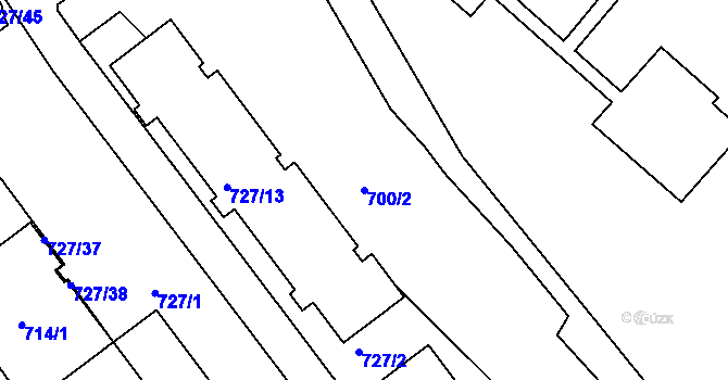 Parcela st. 700/2 v KÚ Pelhřimov, Katastrální mapa