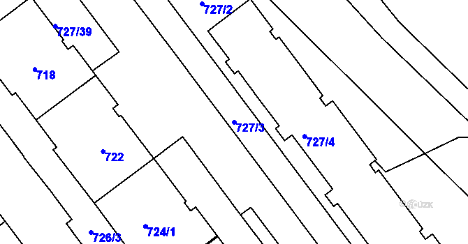 Parcela st. 727/3 v KÚ Pelhřimov, Katastrální mapa