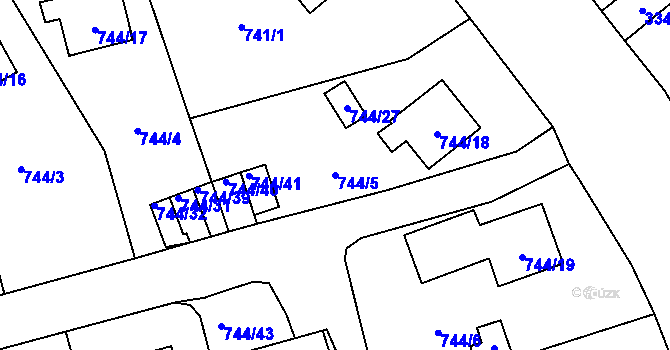 Parcela st. 744/5 v KÚ Pelhřimov, Katastrální mapa