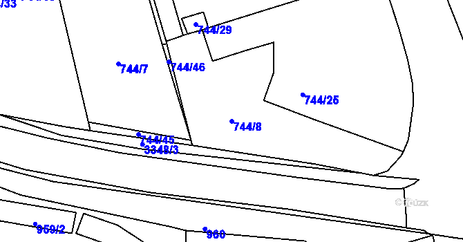 Parcela st. 744/8 v KÚ Pelhřimov, Katastrální mapa