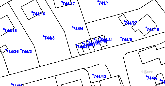 Parcela st. 744/31 v KÚ Pelhřimov, Katastrální mapa