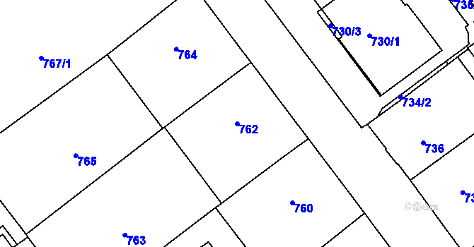 Parcela st. 762 v KÚ Pelhřimov, Katastrální mapa