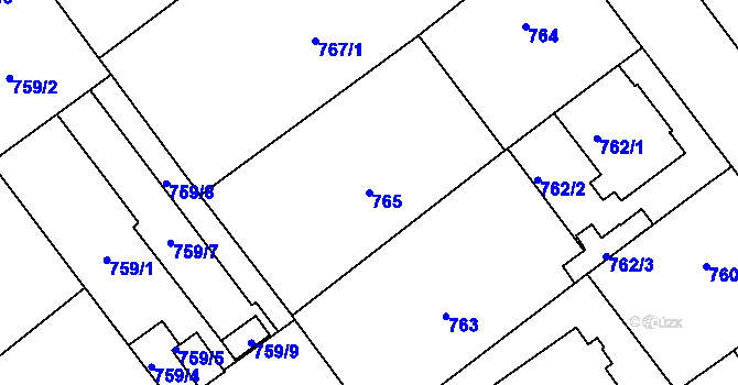 Parcela st. 765 v KÚ Pelhřimov, Katastrální mapa