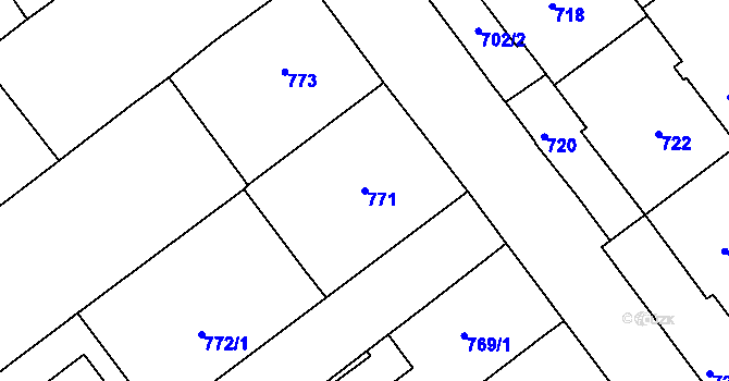 Parcela st. 771 v KÚ Pelhřimov, Katastrální mapa