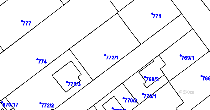 Parcela st. 772/1 v KÚ Pelhřimov, Katastrální mapa