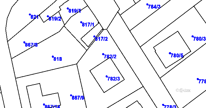 Parcela st. 782/2 v KÚ Pelhřimov, Katastrální mapa