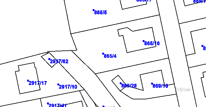 Parcela st. 865/4 v KÚ Pelhřimov, Katastrální mapa