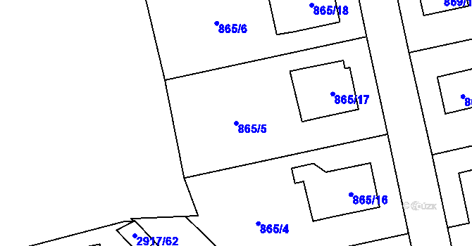 Parcela st. 865/5 v KÚ Pelhřimov, Katastrální mapa