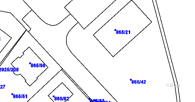 Parcela st. 865/35 v KÚ Pelhřimov, Katastrální mapa