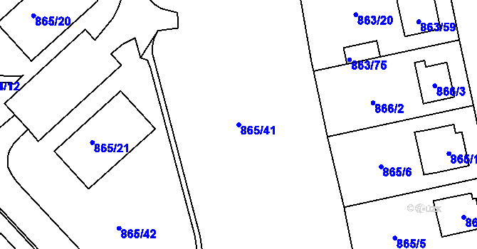 Parcela st. 865/41 v KÚ Pelhřimov, Katastrální mapa