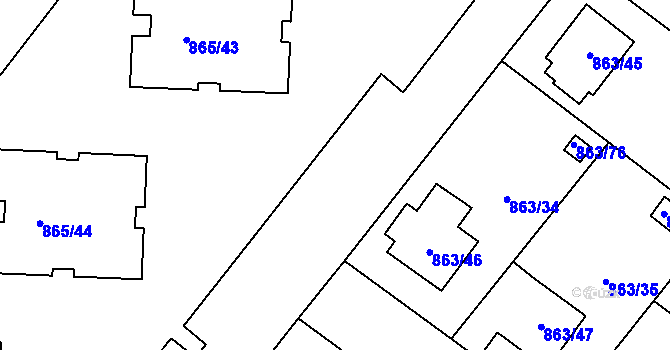 Parcela st. 865/59 v KÚ Pelhřimov, Katastrální mapa
