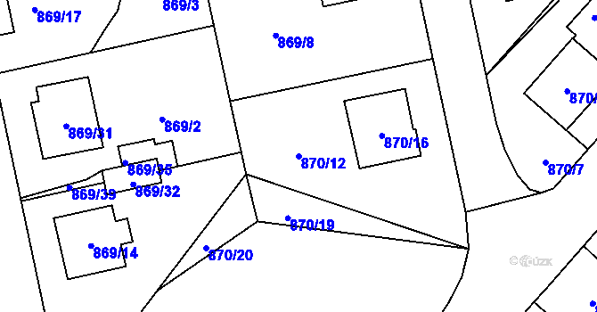 Parcela st. 870/12 v KÚ Pelhřimov, Katastrální mapa