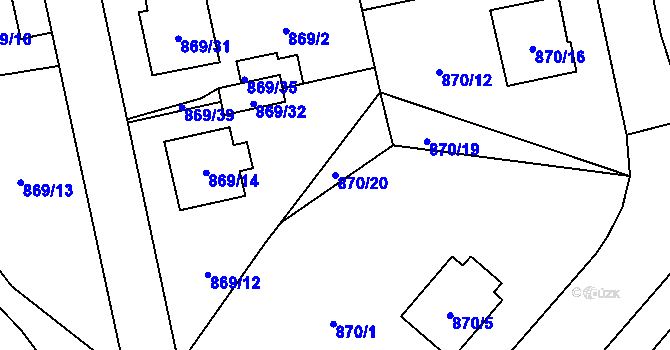 Parcela st. 870/20 v KÚ Pelhřimov, Katastrální mapa
