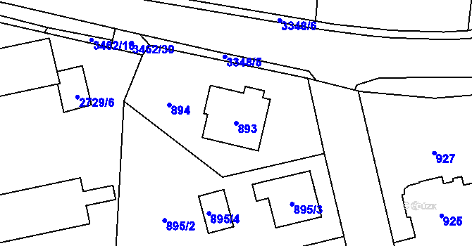 Parcela st. 893 v KÚ Pelhřimov, Katastrální mapa