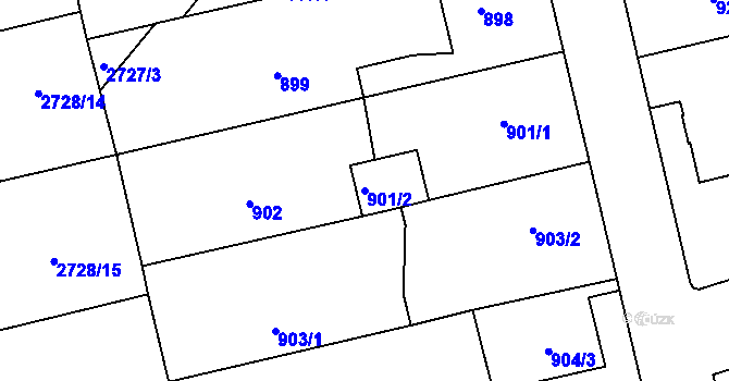 Parcela st. 901/2 v KÚ Pelhřimov, Katastrální mapa