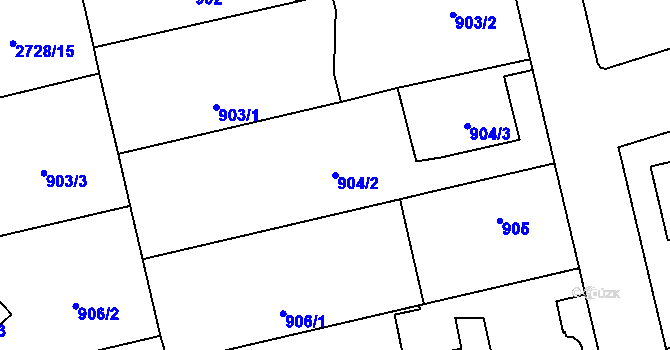 Parcela st. 904/2 v KÚ Pelhřimov, Katastrální mapa