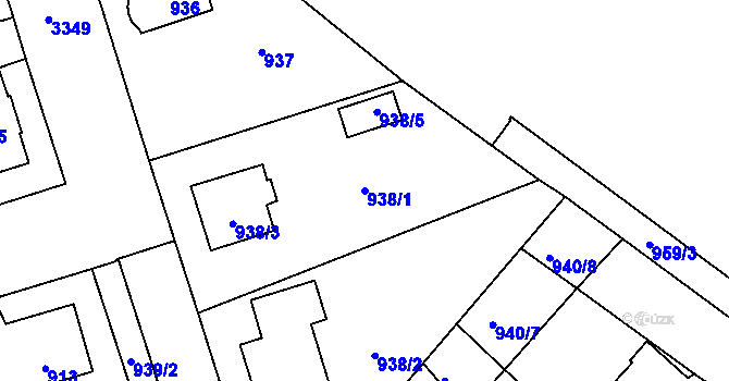 Parcela st. 938/1 v KÚ Pelhřimov, Katastrální mapa