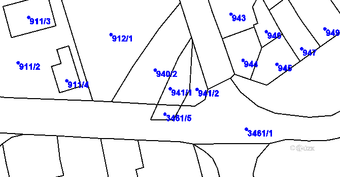 Parcela st. 941/1 v KÚ Pelhřimov, Katastrální mapa