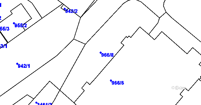 Parcela st. 966/8 v KÚ Pelhřimov, Katastrální mapa