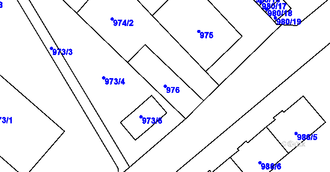 Parcela st. 976 v KÚ Pelhřimov, Katastrální mapa