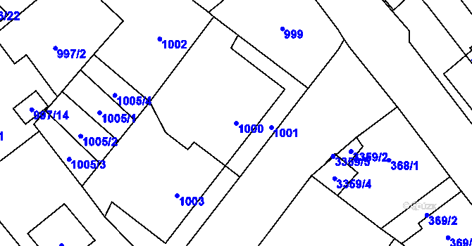 Parcela st. 1000 v KÚ Pelhřimov, Katastrální mapa