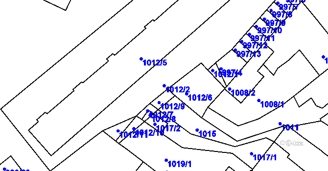 Parcela st. 1012/2 v KÚ Pelhřimov, Katastrální mapa