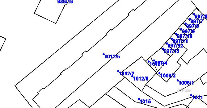 Parcela st. 1012/5 v KÚ Pelhřimov, Katastrální mapa
