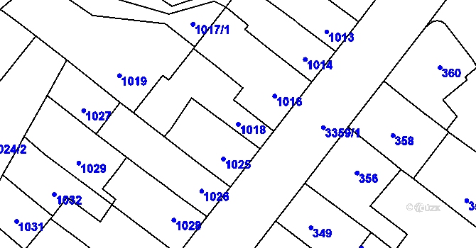 Parcela st. 1018 v KÚ Pelhřimov, Katastrální mapa