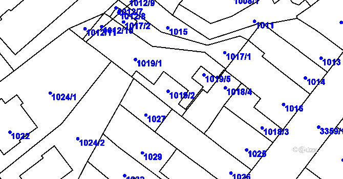 Parcela st. 1019 v KÚ Pelhřimov, Katastrální mapa