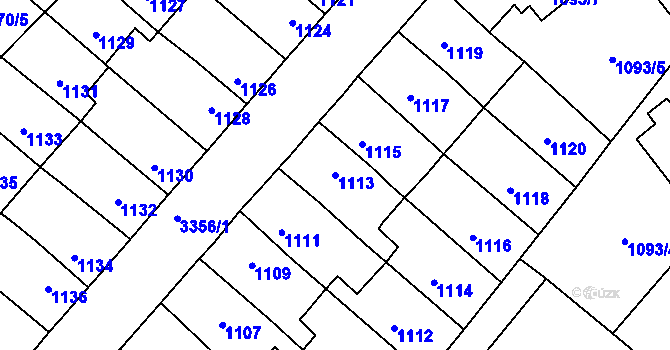 Parcela st. 1113 v KÚ Pelhřimov, Katastrální mapa