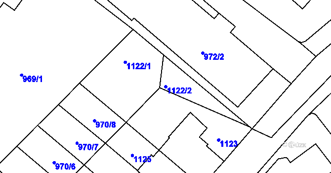 Parcela st. 1122/2 v KÚ Pelhřimov, Katastrální mapa