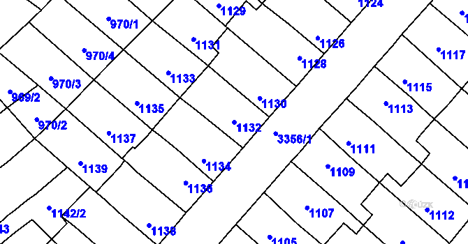 Parcela st. 1132 v KÚ Pelhřimov, Katastrální mapa
