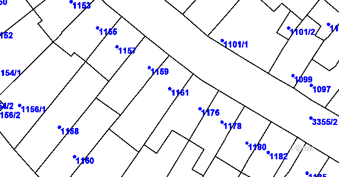 Parcela st. 1161 v KÚ Pelhřimov, Katastrální mapa
