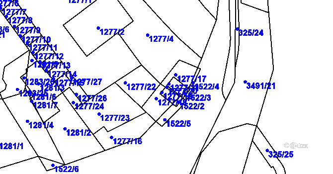 Parcela st. 1277/20 v KÚ Pelhřimov, Katastrální mapa