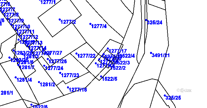 Parcela st. 1277/21 v KÚ Pelhřimov, Katastrální mapa